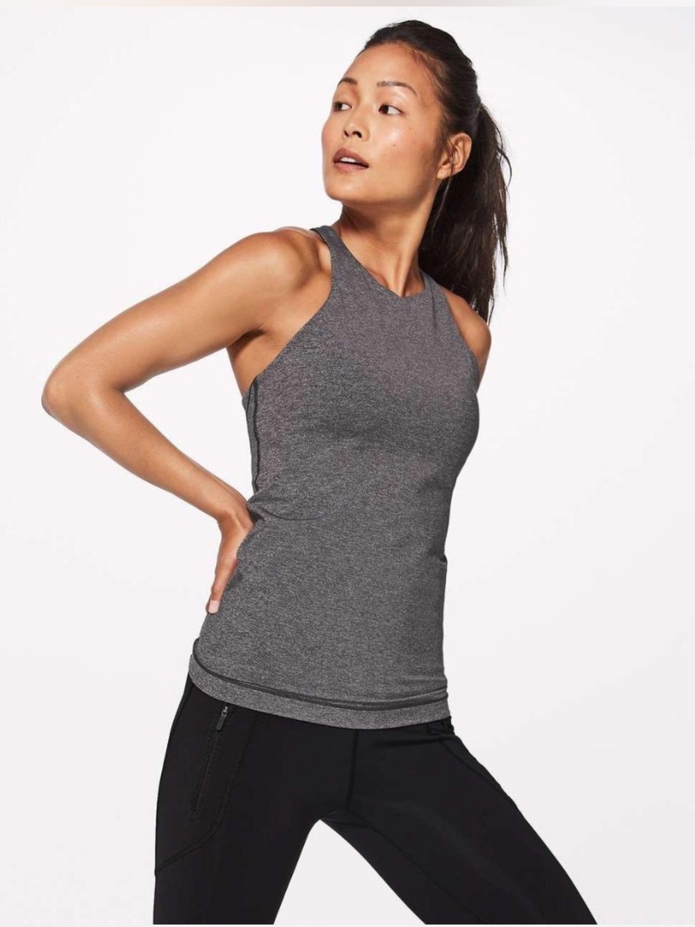 Lululemon Heather Training Tank Top With Built In Bra Racerback